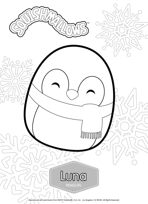 Squishmallows Luna the Penguin Coloring Page