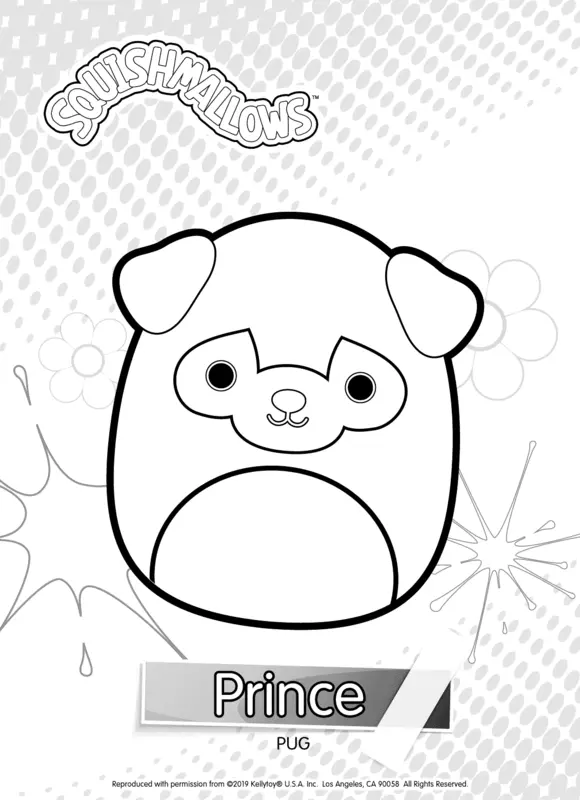 Squishmallows Prince the Pug Coloring Page