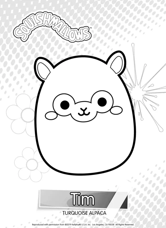 Squishmallows Tim the Turquoise Alpaca Coloring Page