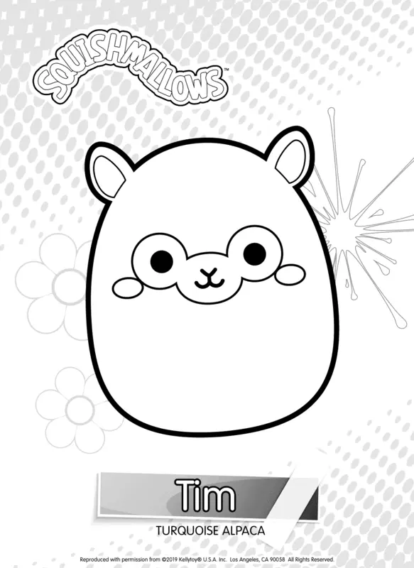 Dibujo para Colorear Squishmallows Tim the Turquoise Alpaca