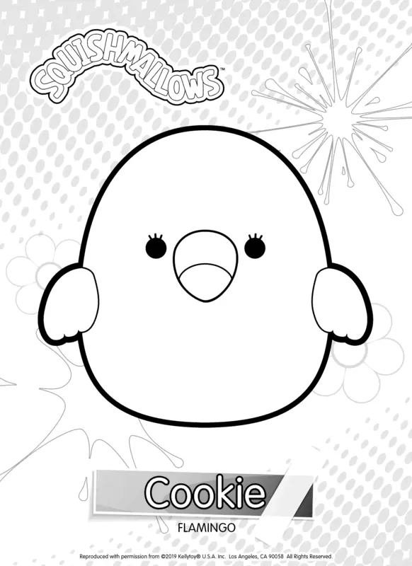 Squishmallows Cookie the Flamingo Coloring Page
