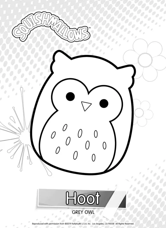 Squishmallows Hoot the Grey Owl Coloring Page