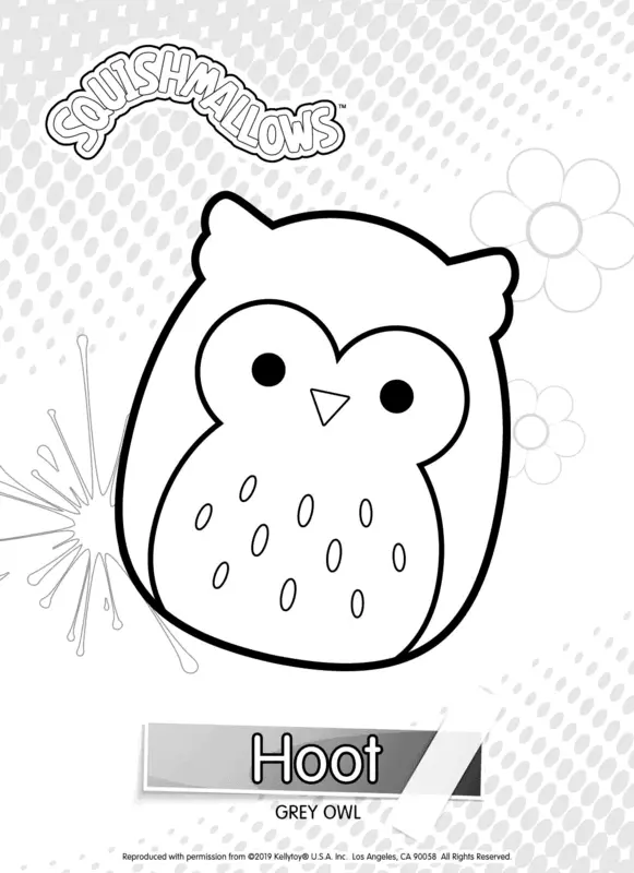 Dibujo para Colorear Squishmallows Hoot the Grey Owl