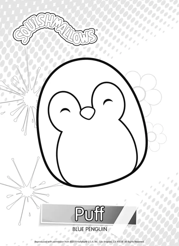 Squishmallows Puff the Blue Penguin Coloring Page