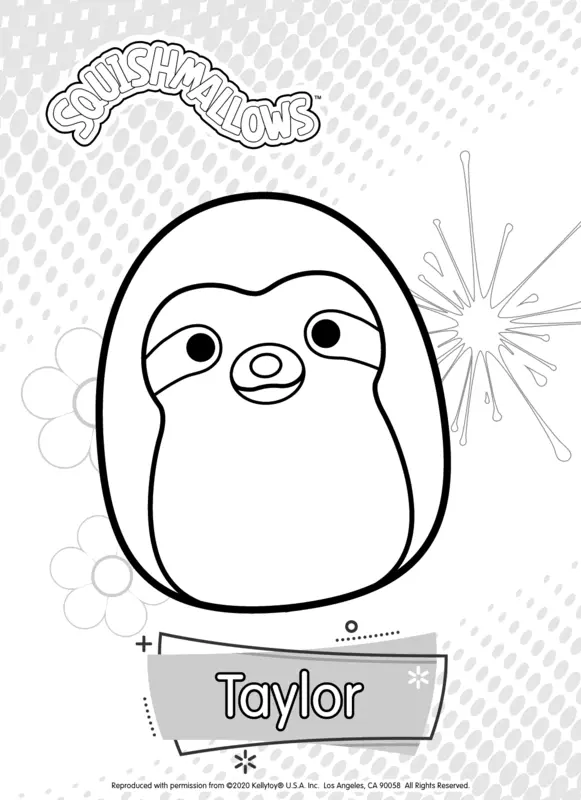 Squishmallows Taylor the Sloth Coloring Page