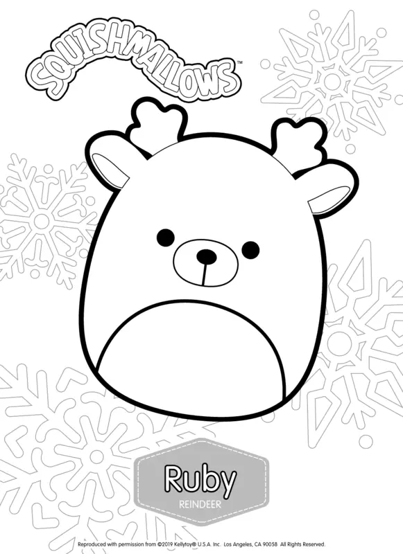 Squishmallows Ruby the Reindeer Coloring Page