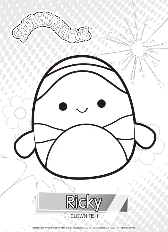 Coloriage Squishmallows Ricky the Clown Fish