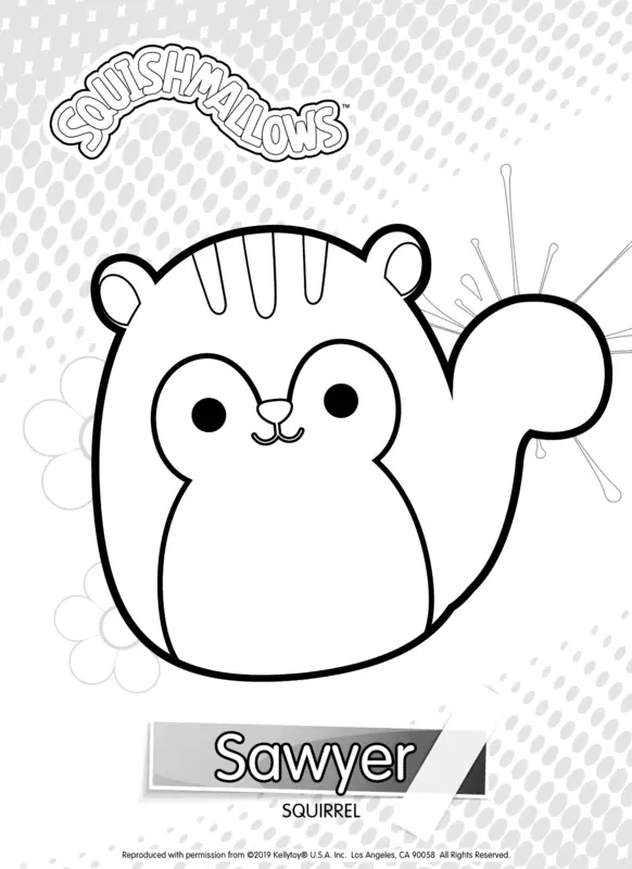 Squishmallows Sawyer the Squirrel Coloring Page