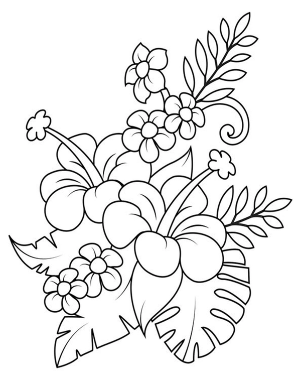Flowers & Leaves Coloring Page
