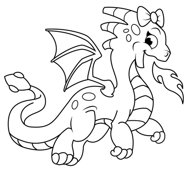 Dibujo para Colorear Lindo dragón