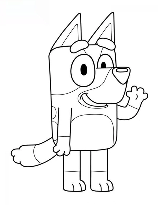 Bluey Waving Hand Coloring Page