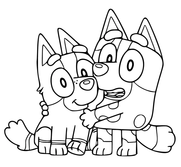 Coloriage Bluey, Muffin et Socks