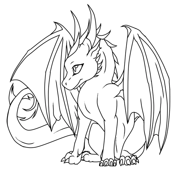 Sitting Dragon Baby Coloring Page