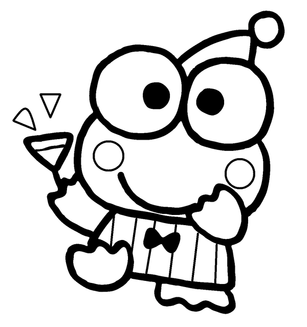 Keroppi Christmas Hat Coloring Page