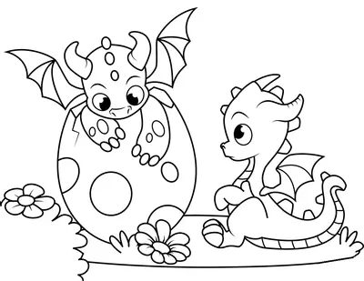 Bébé dragon avec œuf