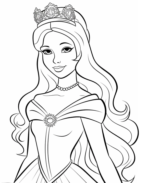 Dibujo para Colorear Bella Princesa con una Corona