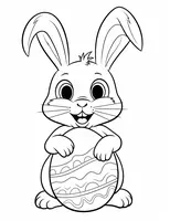 Conejo de Pascua Feliz Sosteniendo un Huevo