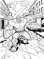 Hulk zertrümmert eine Stadtstraße