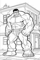 Hulk vor einem Gebäude stehend