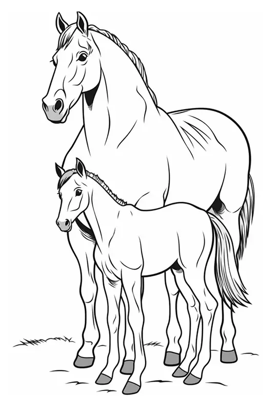 Paard en Veulen Kleurplaat