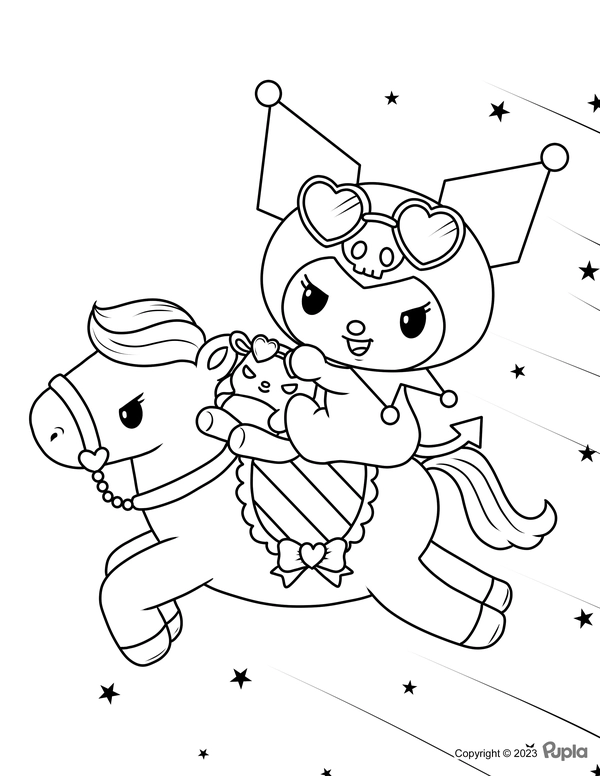Dibujo para Colorear Kuromi a Caballo