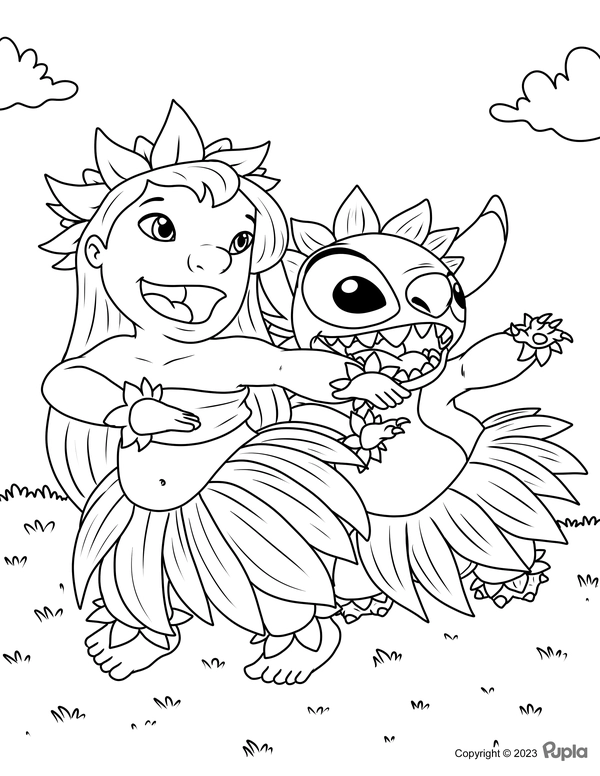 Lilo & Stitch Dancing Coloring Page