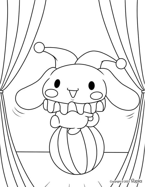 Cinnamoroll Performing on a Ball Coloring Page