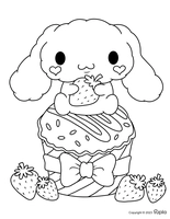 Cinnamoroll die een aardbei eet