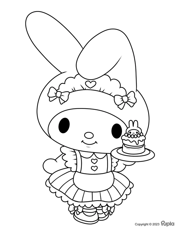 My Melody Made a Cake Coloring Page