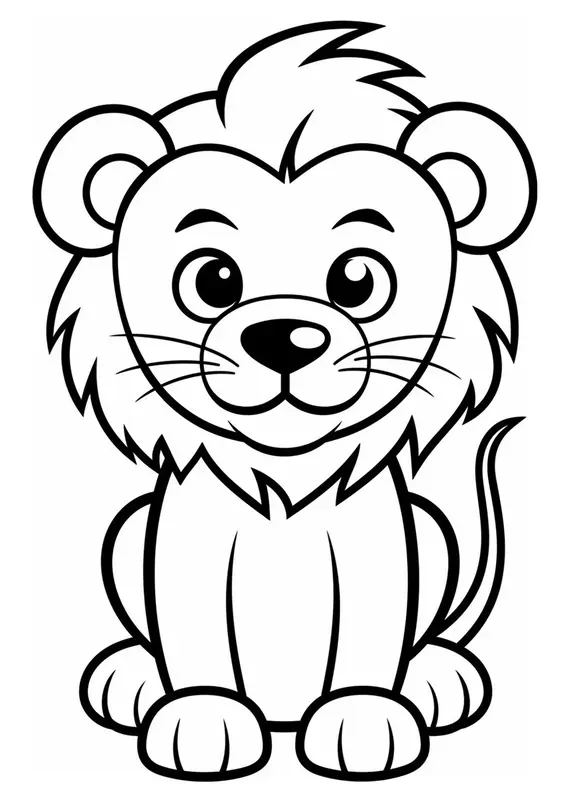 Cute Lion Sitting Coloring Page