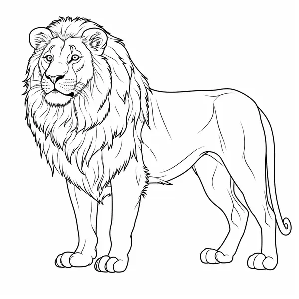 Proud Lion Standing Coloring Page