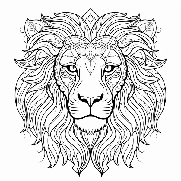 Detailed Lion Head Coloring Page