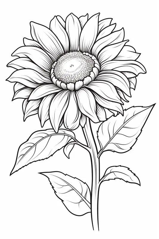realistic sunflower coloring page