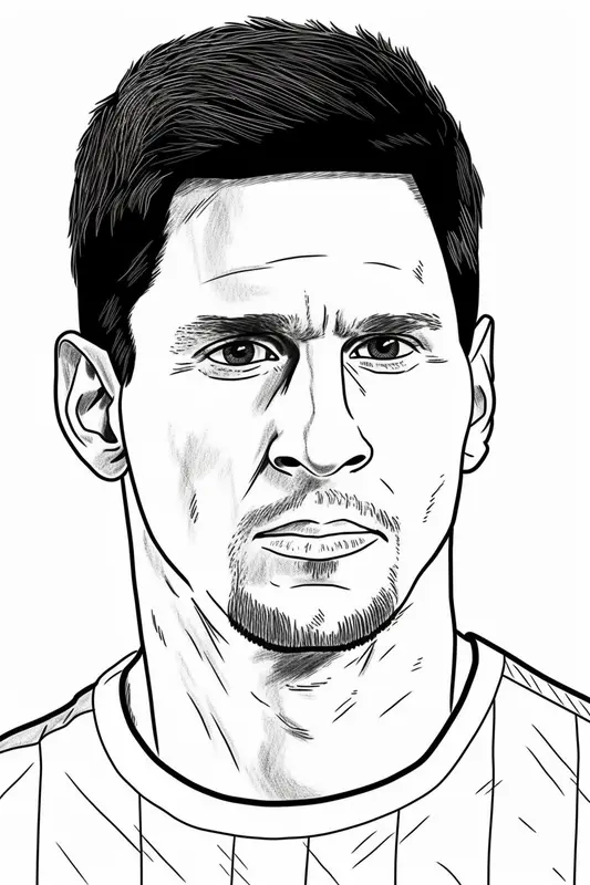 Lionel Messi Headshot Realistic Coloring Page