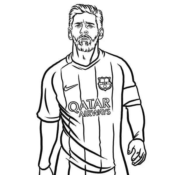 Dibujo para Colorear Lionel Messi con la camiseta del Barcelona