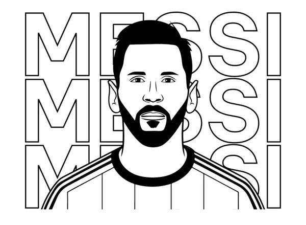Dibujo para Colorear Lionel Messi posa delante del texto