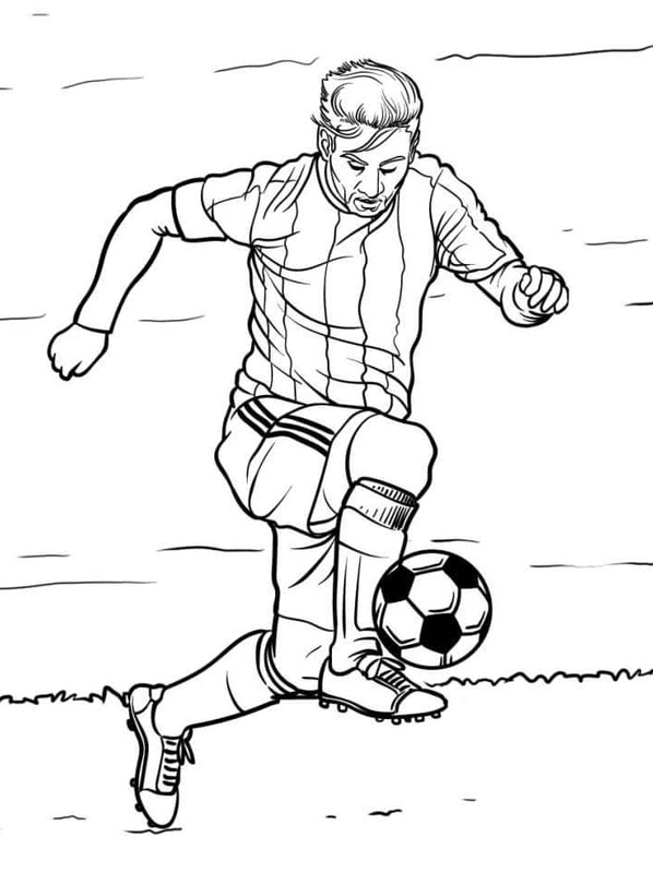 Dibujo para Colorear Lionel Messi Regateando con el Balón