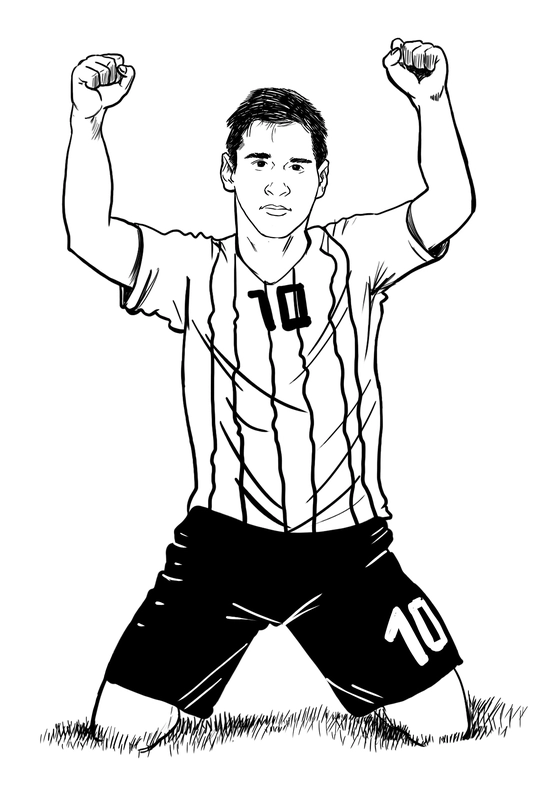 Lionel Messi Celebrating for Argentina Coloring Page
