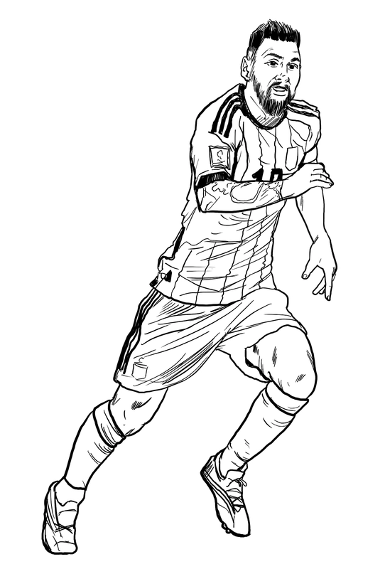 Lionel Messi Running Coloring Page