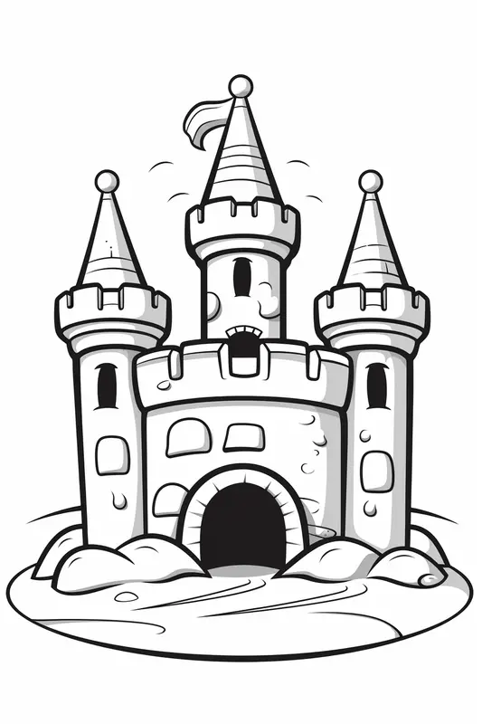 Sand Castle at the Beach Coloring Page