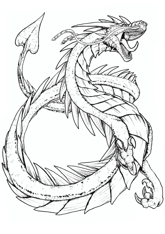 Dragon in Sky Coloring Page