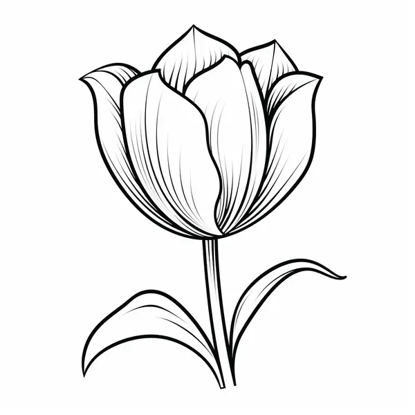Dibujo para Colorear Tulipán Simple