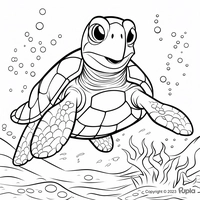 Glückliche Schildkröte schwimmt unter Wasser