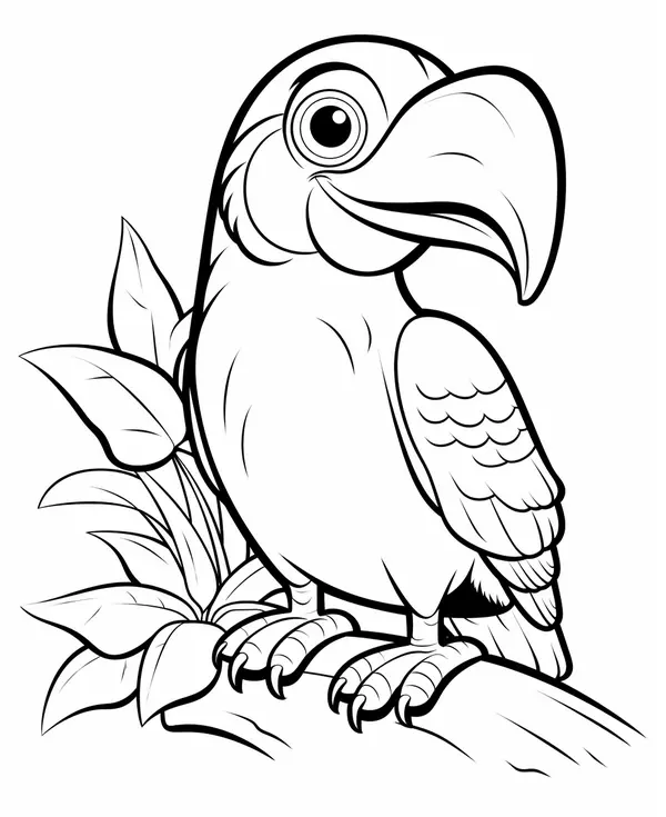 Happy and Beautiful Tucan Coloring Page