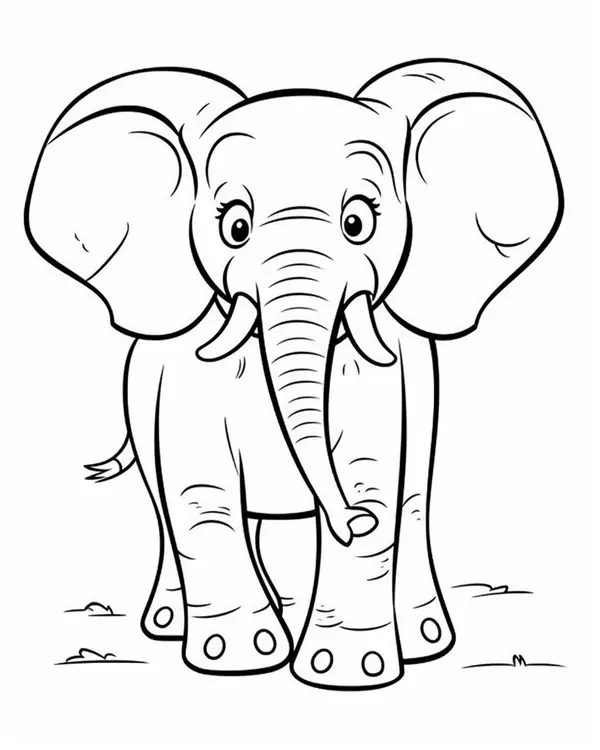 Coloriage L'éléphant a l'air Effrayé