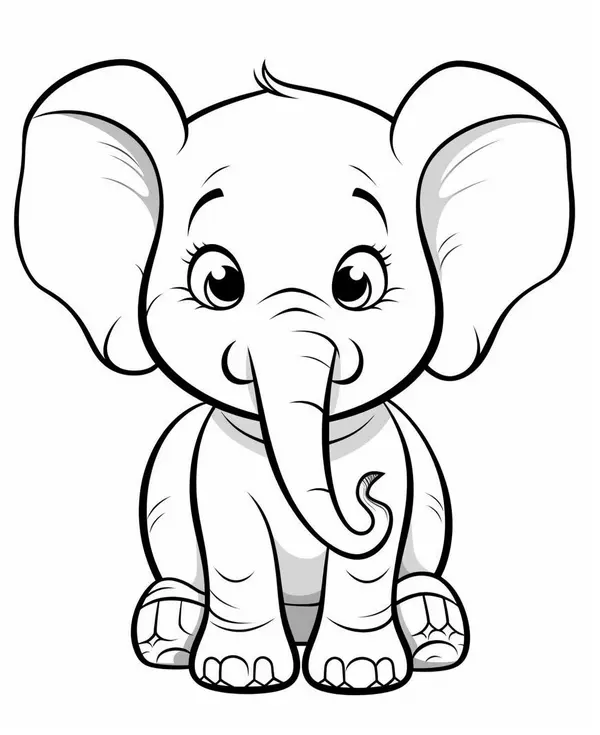 Dibujo para Colorear Lindo Elefante Bizco