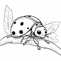 Realistic Ladybug on a Branch