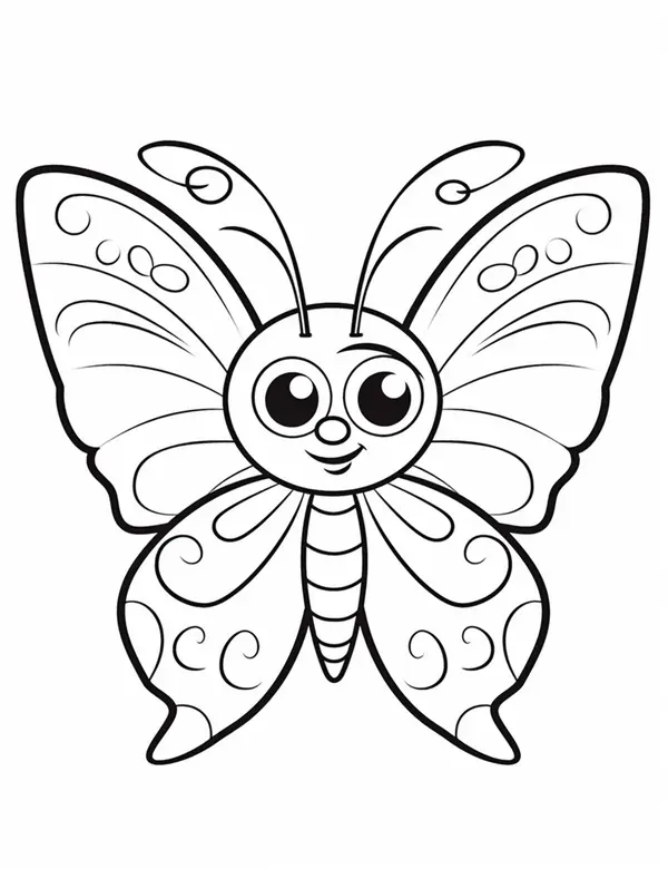 Dibujo para Colorear Preciosa Mariposa de Ojos Grandes