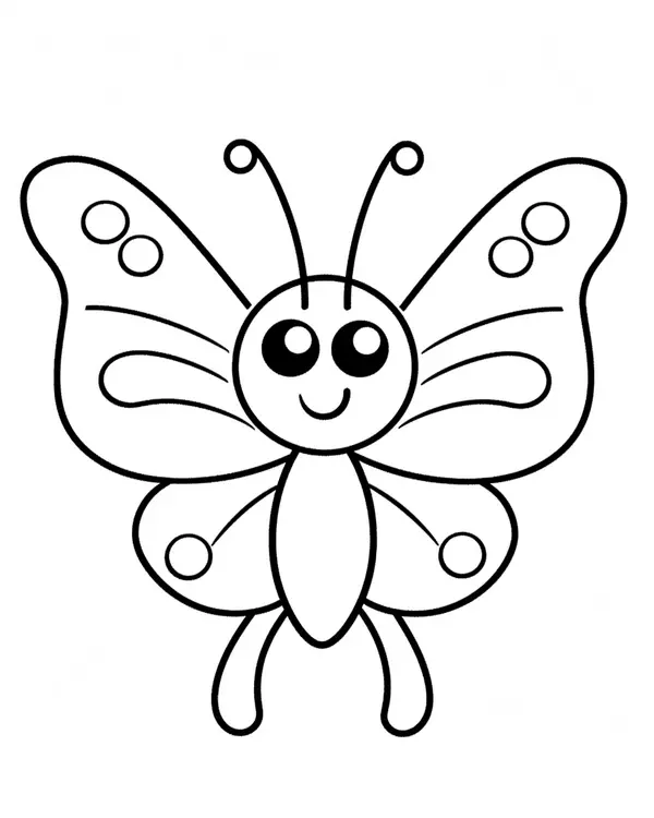 Dibujo para Colorear Mariposa Sencilla con Círculos