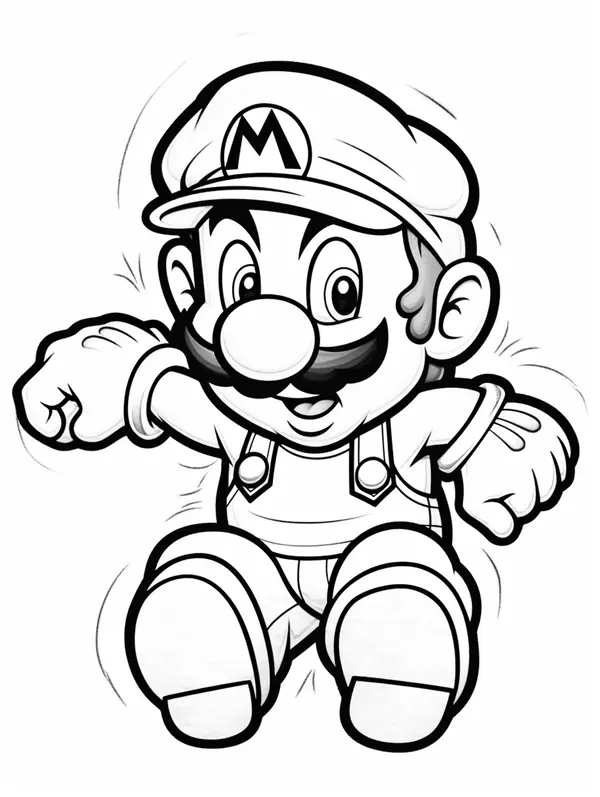 Mario Jumping Coloring Page